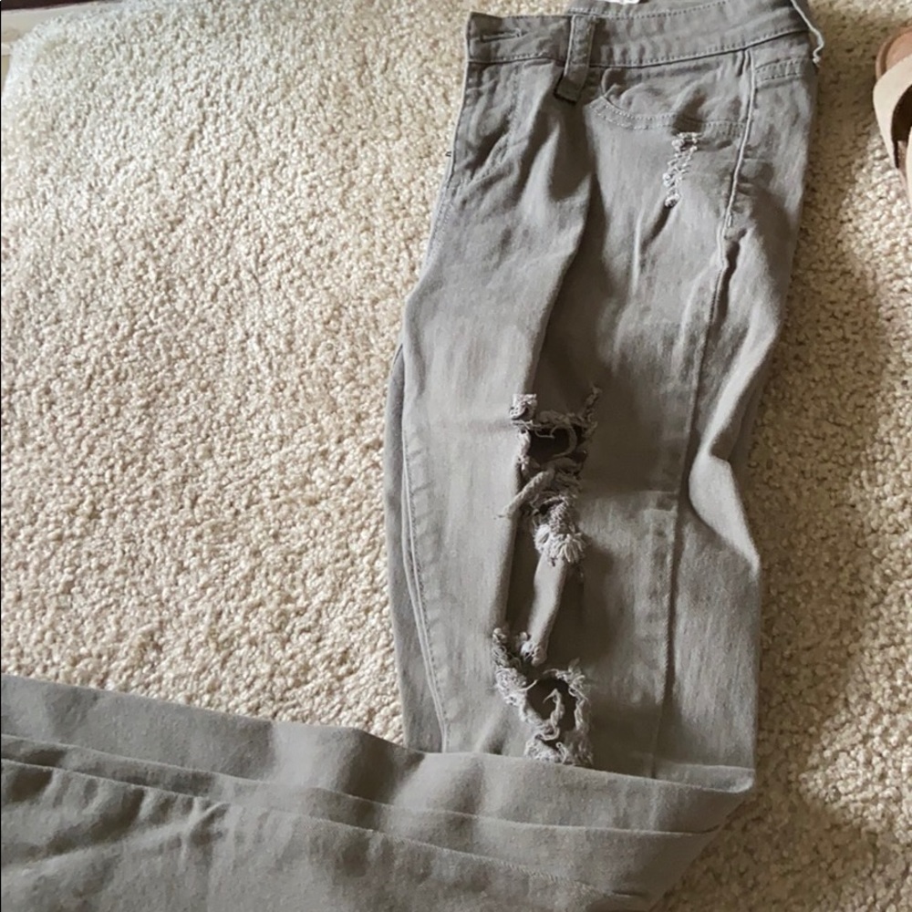 Army green skinny jeans